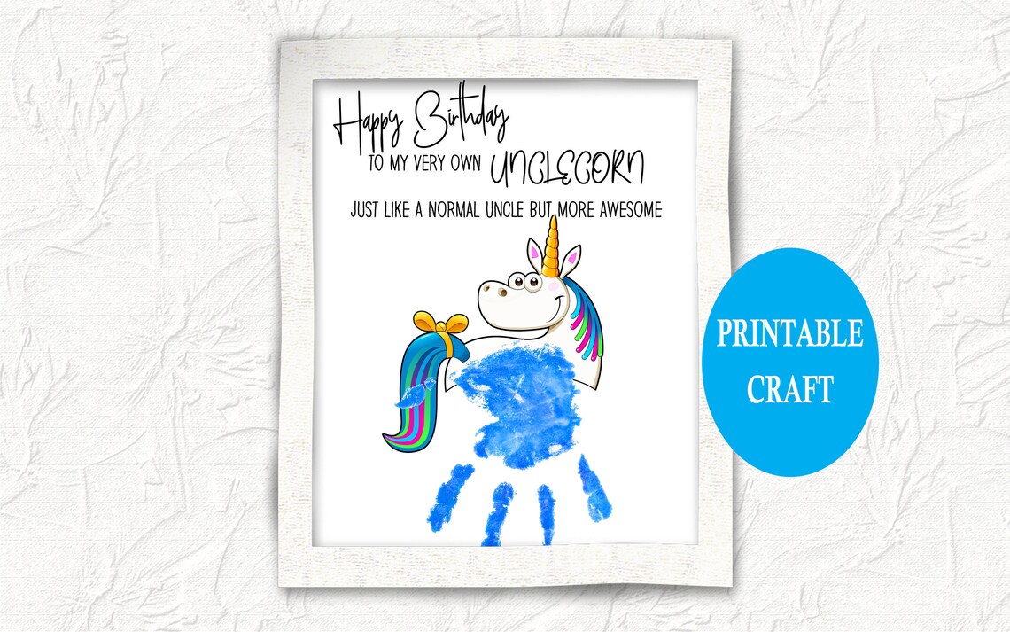Printable Unicorn Handprint Art Birthday Gift for Uncle Etsy Canada