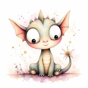 10 Fantasy Baby Dragon Clip Art, High Res Watercolor JPGs, Clipart For Junk Journaling, Scrapbooking, Card Making, Magical, Digital Download