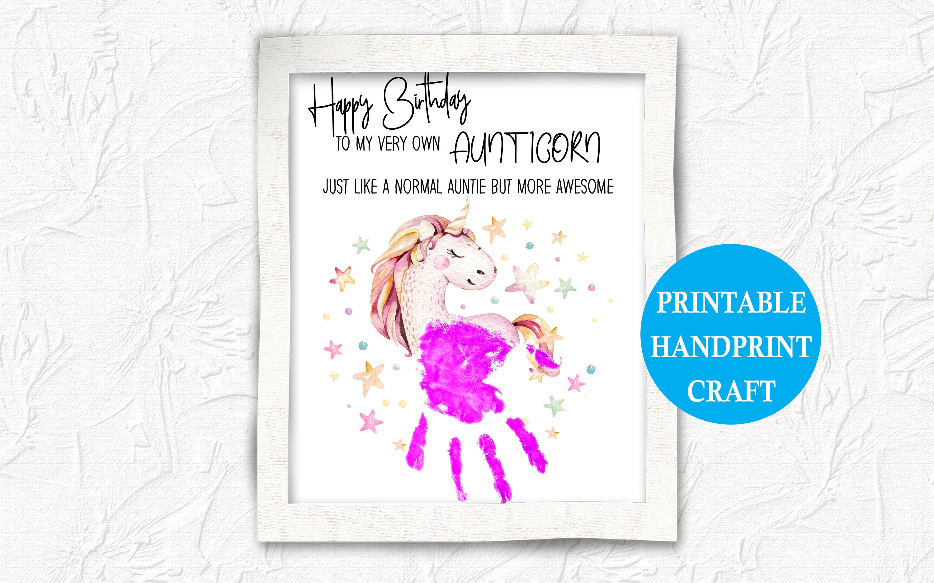 Printable Unicorn Handprint Art Birthday Gift for Auntie Etsy
