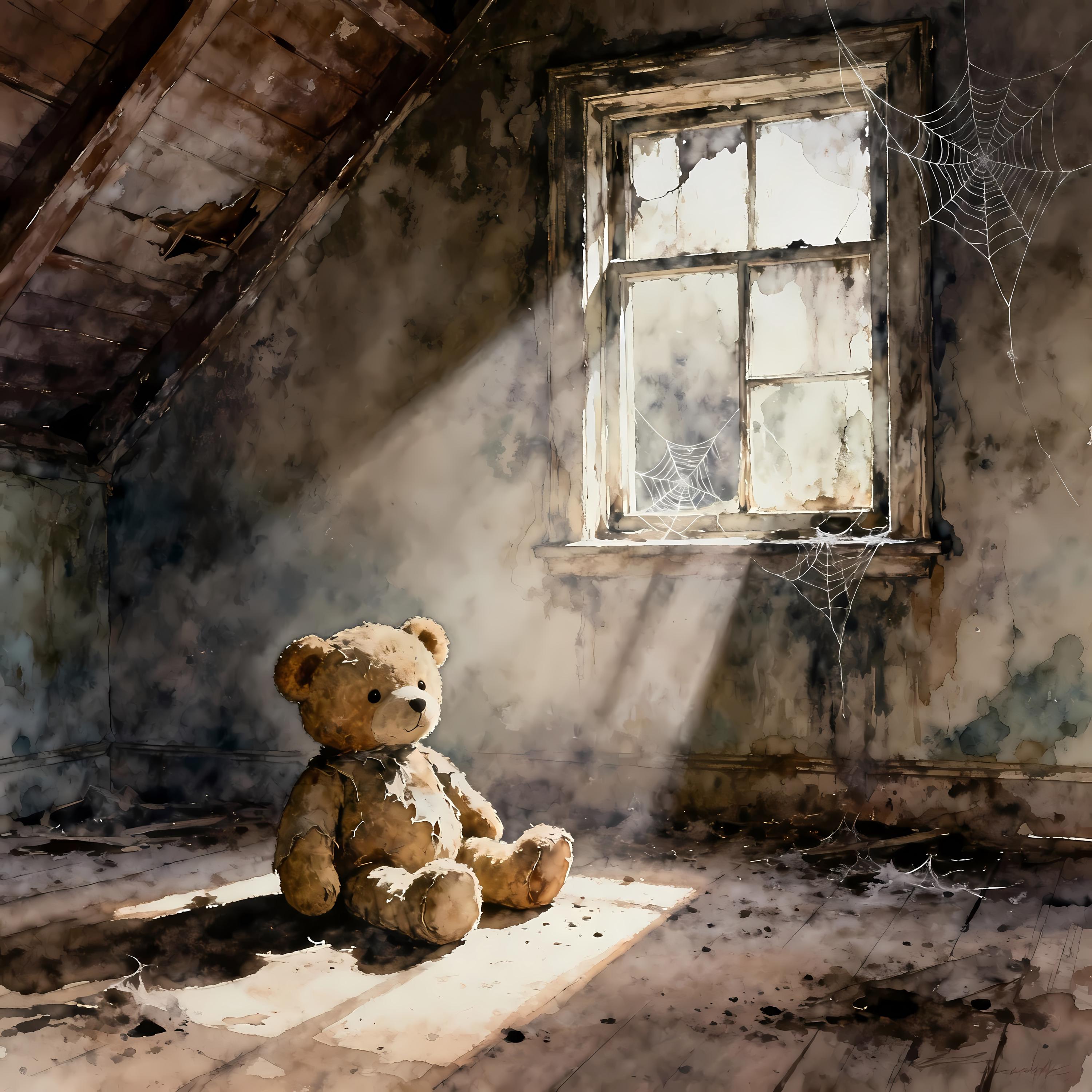 Teddy Bear in Attic Clipart, 10 Watercolor JPG Images, Scrapbooking ...