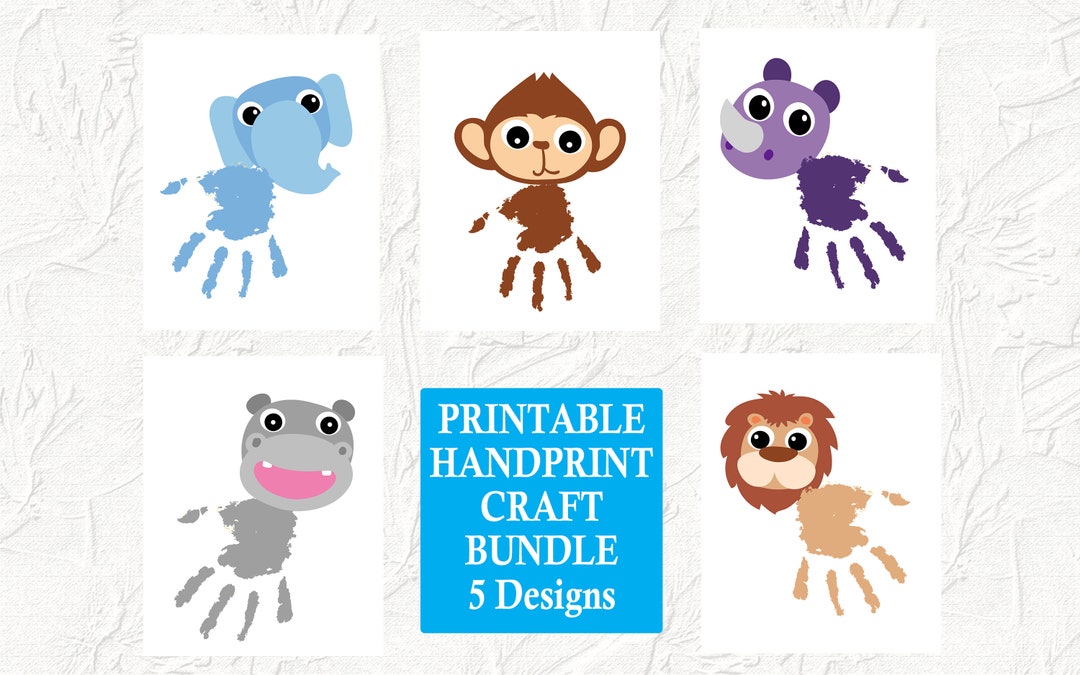 Printable Safari Animals Handprint Art Bundle Daycare