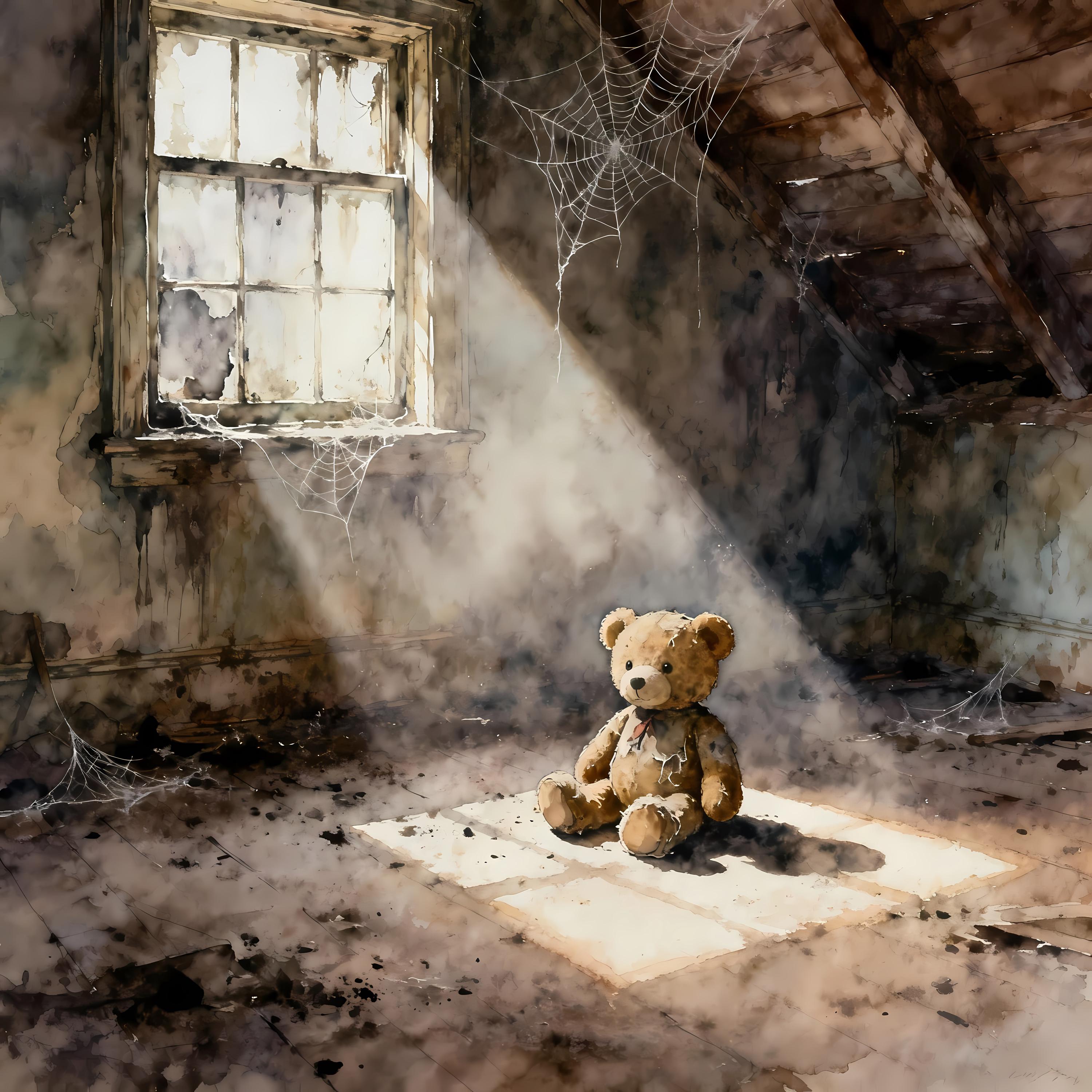 Teddy Bear in Attic Clipart, 10 Watercolor JPG Images, Scrapbooking ...