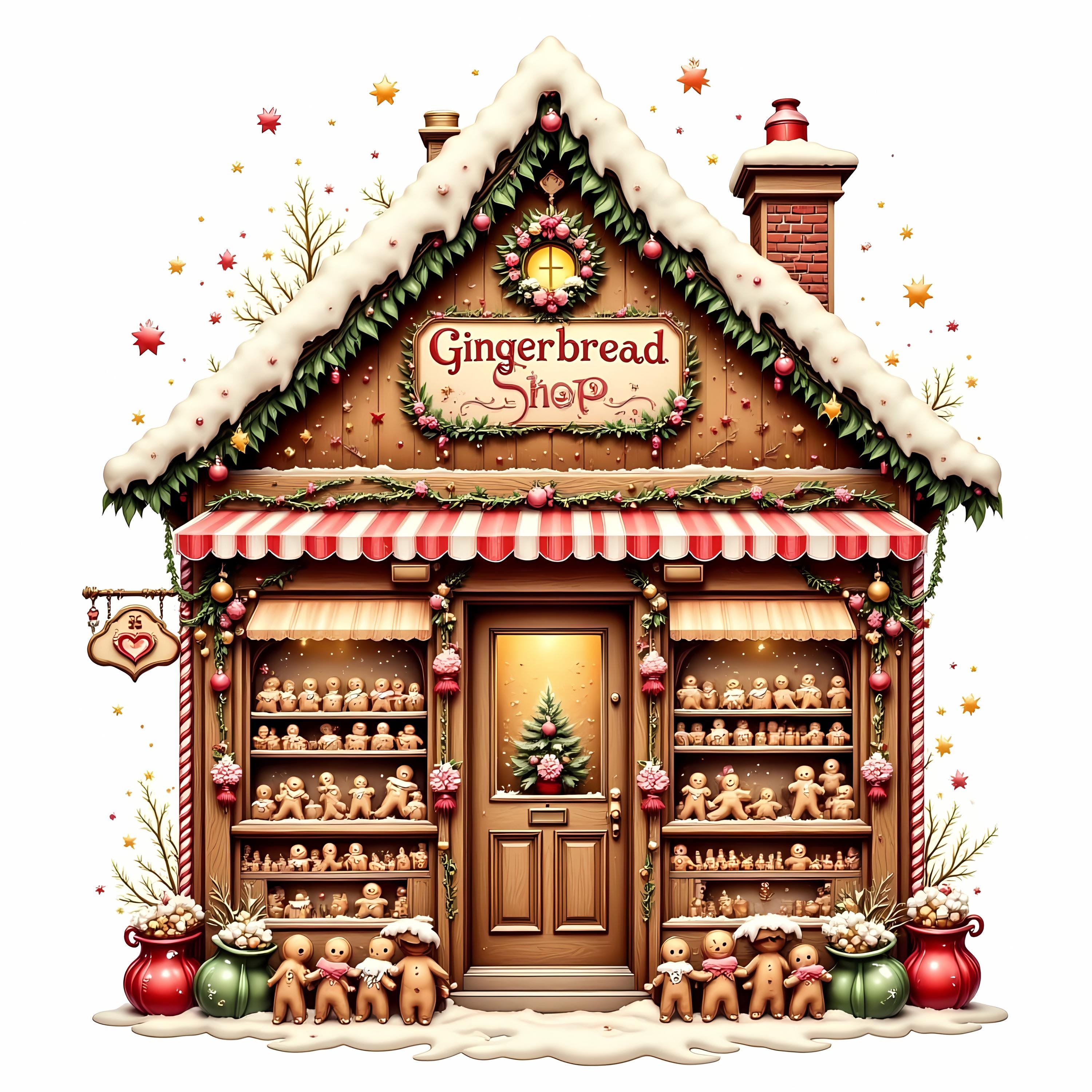 10 Gingerbread Shop Clipart, High Res Whimsical JPG, Junk Journaling ...