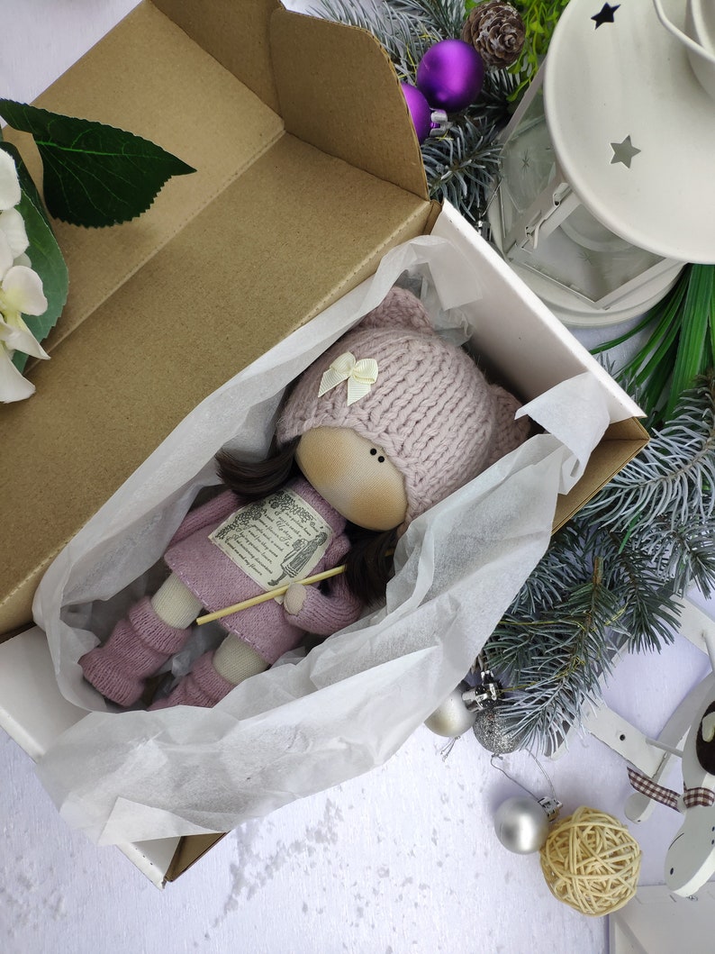 Textile Little Doll Handmade Dusty Rose Color Miniature Rag Etsy