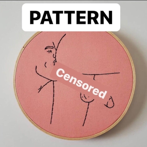 Mature content, embroidery pattern, erotic art, gay art, diy, queer, eat ass, penis