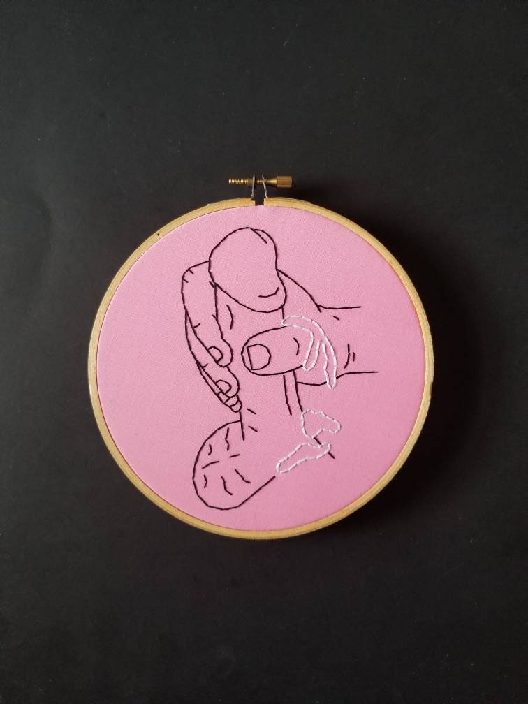 Mature content, erotic art, gay art, embroidery, gay erotica, penis, line art, queer, dick, nude, nude art, masturbation