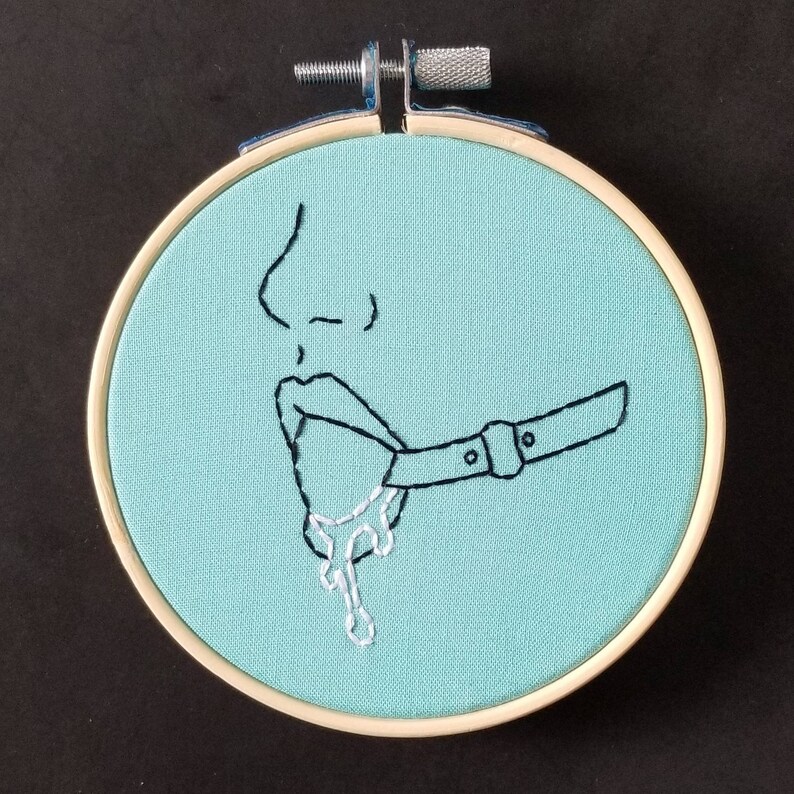 Mature content, erotic art, gay art, embroidery, queer, kink, fetish, bdsm, sex toy, ball gag, erotica, nude 