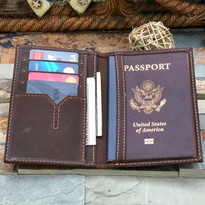 Leather Passport WalletPassport HolderPassport CasePersonalize Passport CoverLeather WalletWalletTravel Gift image 9