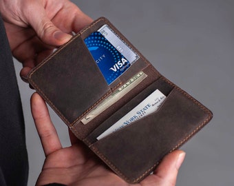 Cartera de hombre, Cartera de cuero, Cartera minimalista personalizada, Cartera plegable, Cartera elegante, Cartera para hombre, Cartera de viaje