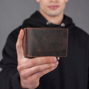 Slim mens wallet, leather wallet, cool groomsmen gift, mens leather wallet, leather wallet mens, wallet men, Wallet with Money Clips image 4