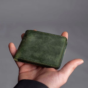 Leather WalletWalletMan Leather WalletMinimalist WalletPersonalize WalletLeather AnniversarySlim Leather WalletMan Wallet Olive