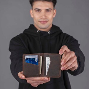 Mens Wallet, Leather Wallet, Minimalist Personalized Wallet, Bifold Wallet, Stylish Wallet, Wallet Men, Travel wallet image 3