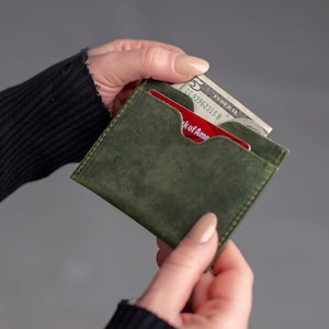MINIMALIST LEATHER WALLET, Personalized Slim Front Pocket Wallet, Men's Cardholder, Distressed Leather Cardholder, Perfect Gift