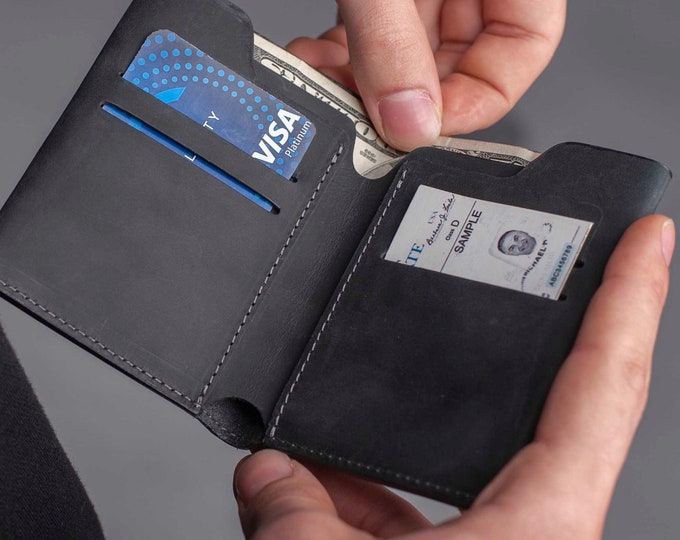 Front Pocket Slim Design•Wallet•Leather Wallet•Personalized Leather Wallet•Minimalist Credit Card Wallet•Mens Leather Wallets•Leather