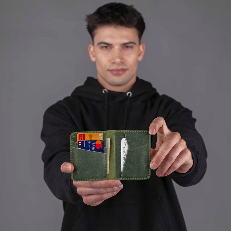 Mens Wallet, Leather Wallet, Minimalist Personalized Wallet, Bifold Wallet, Stylish Wallet, Wallet Men, Travel wallet image 4