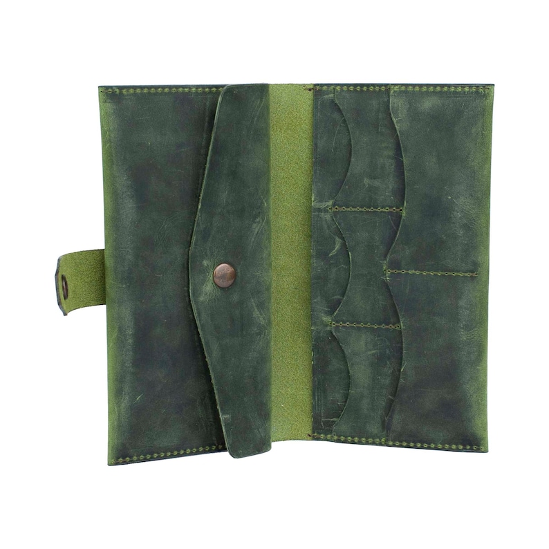 Green Leather Wallet Women Leather Women's Wallet Card Etsy