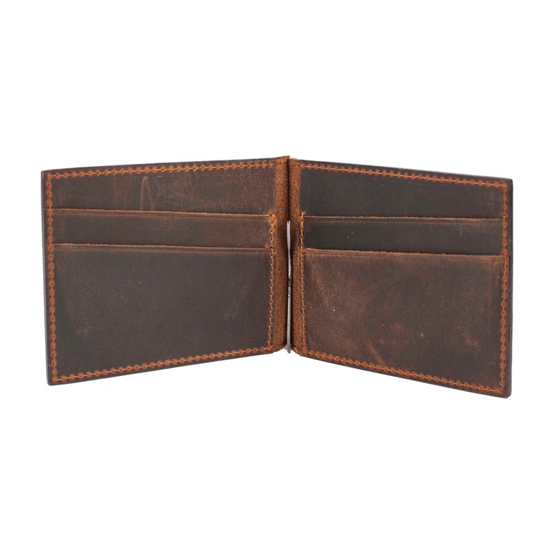 Slim mens wallet, leather wallet, cool groomsmen gift, mens leather wallet, leather wallet mens, wallet men, Wallet with Money Clips image 6