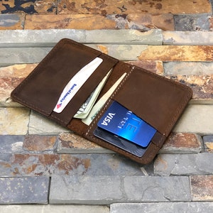 MONOGRAMMED Leather Wallet, Minimalist Mens Wallet, Bifold Wallet, Personalized Card Wallet, Groomsmen Gift, Monogram Initials For Him image 7