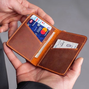 MENS WALLET, PERSONALIZED Leather Wallet, Front Pocket Slim Design Leather Wallet,Minimalist Credit Card Wallet,Man Leather Wallet Camel