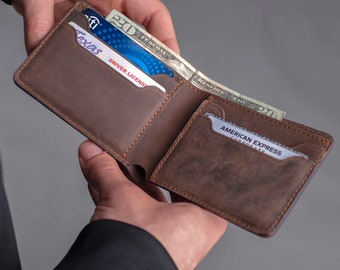 Regalo del Día del Padre para papá, regalo de graduación, billetera personalizada, billetera grabada, billetera de cuero, billetera para hombre, billetera personalizada, regalo para su novio.