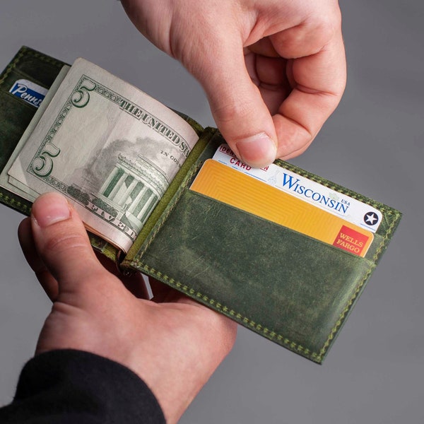 Slim Wallet, Leather Wallet, Leather Gift, mens leather wallet, Front Pocket Wallet, Minimalist Wallet, Wallet with Money Clips