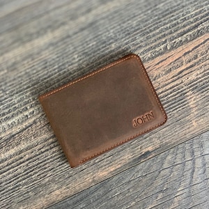 Bifold Wallet, PERSONALIZED LEATHER wallet for men, personalized wallet, personalized mens wallet, leather wallet, mens leather wallet Cinnamon