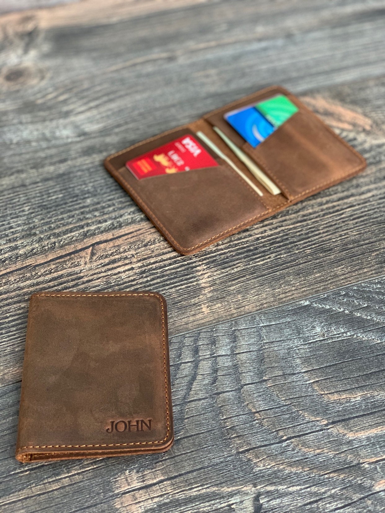 MENS WALLET, PERSONALIZED Leather Wallet, Front Pocket Slim Design ...
