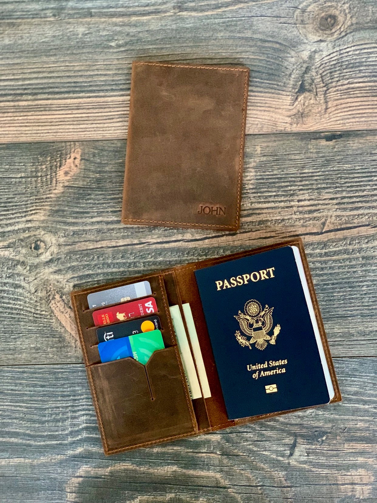 Leather Passport Holder, Personalize Leather Passport cover, Travel