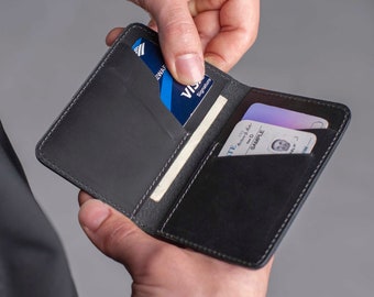 BILLETERA PARA HOMBRE, Billetera de cuero PERSONALIZADA, Billetera de cuero de diseño delgado con bolsillo frontal, Billetera minimalista para tarjetas de crédito, Billetera de cuero para hombre