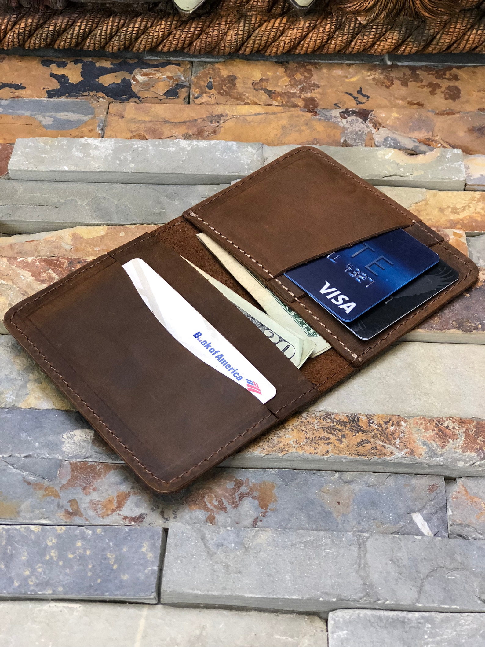MONOGRAMMED Leather Wallet, Minimalist Mens Wallet, Bifold Wallet ...