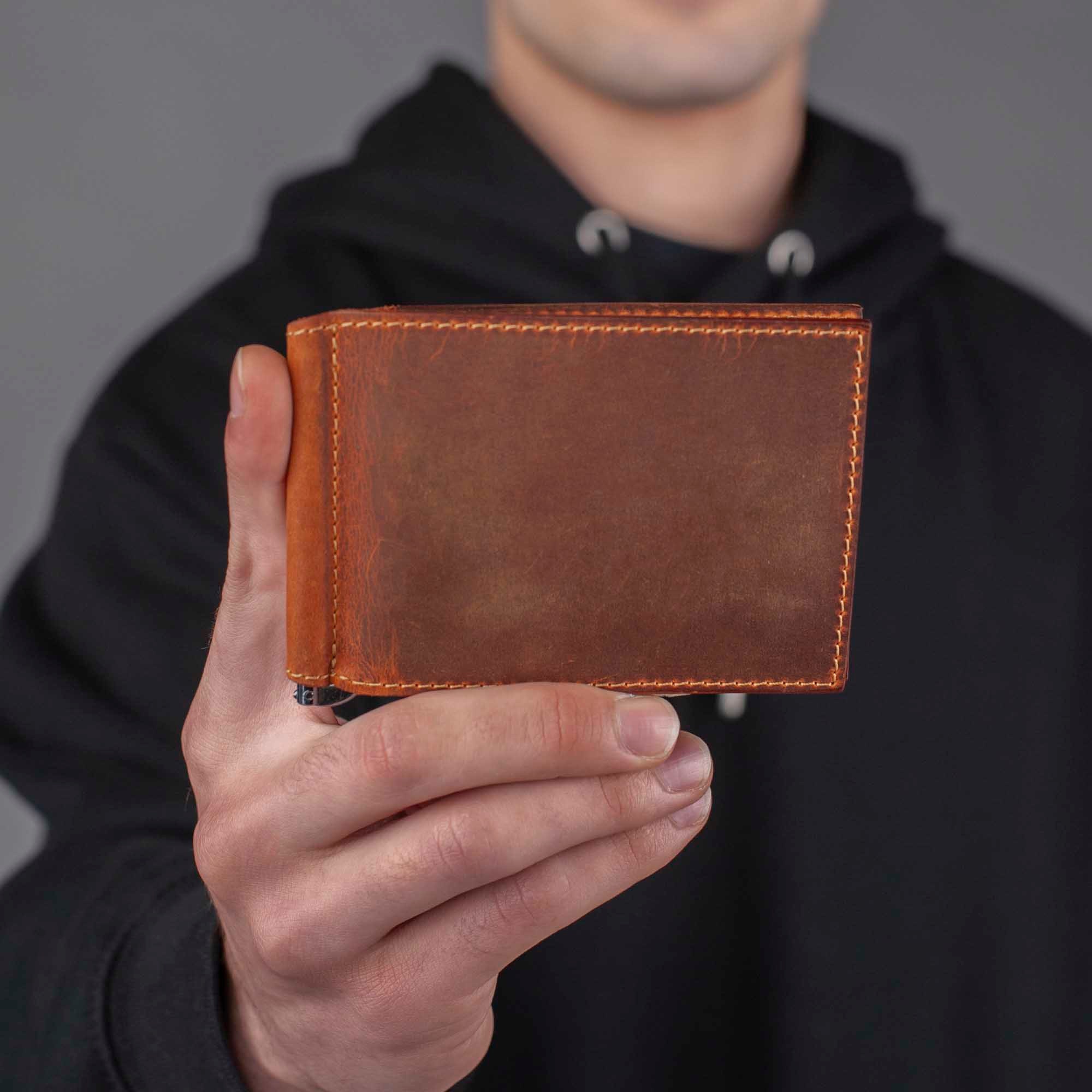 Slim mens wallet, leather wallet, cool groomsmen gift, mens leather wallet,  leather wallet mens, wallet men, Wallet with Money Clips