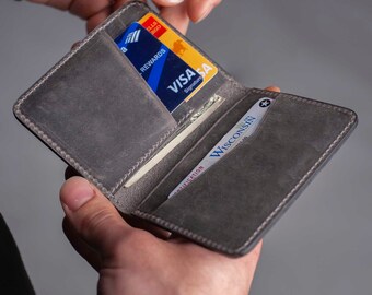 Cartera de hombre, Cartera de cuero, Cartera minimalista personalizada, Cartera plegable, Cartera elegante, Cartera para hombre, Cartera de viaje