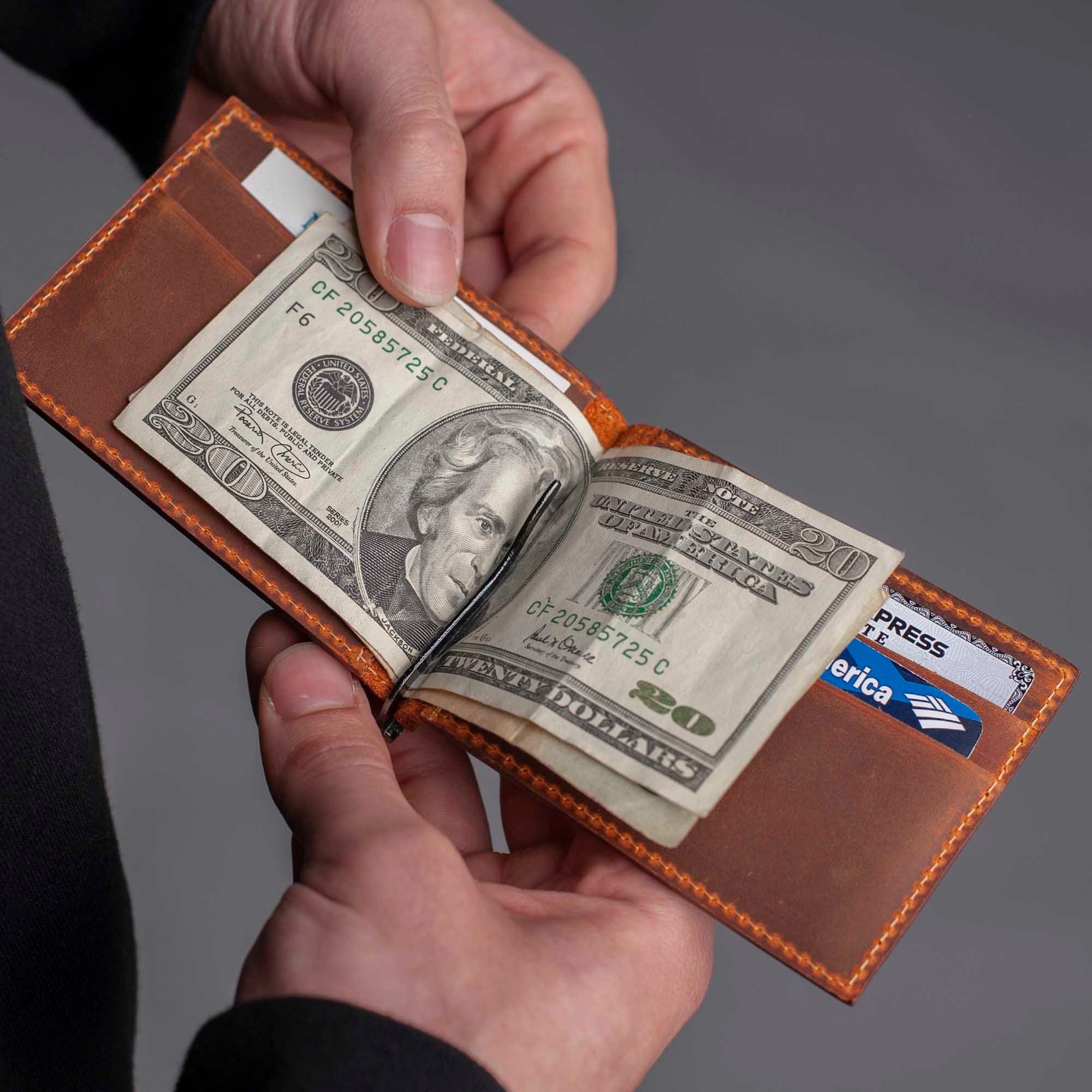 wallet with money clip inside