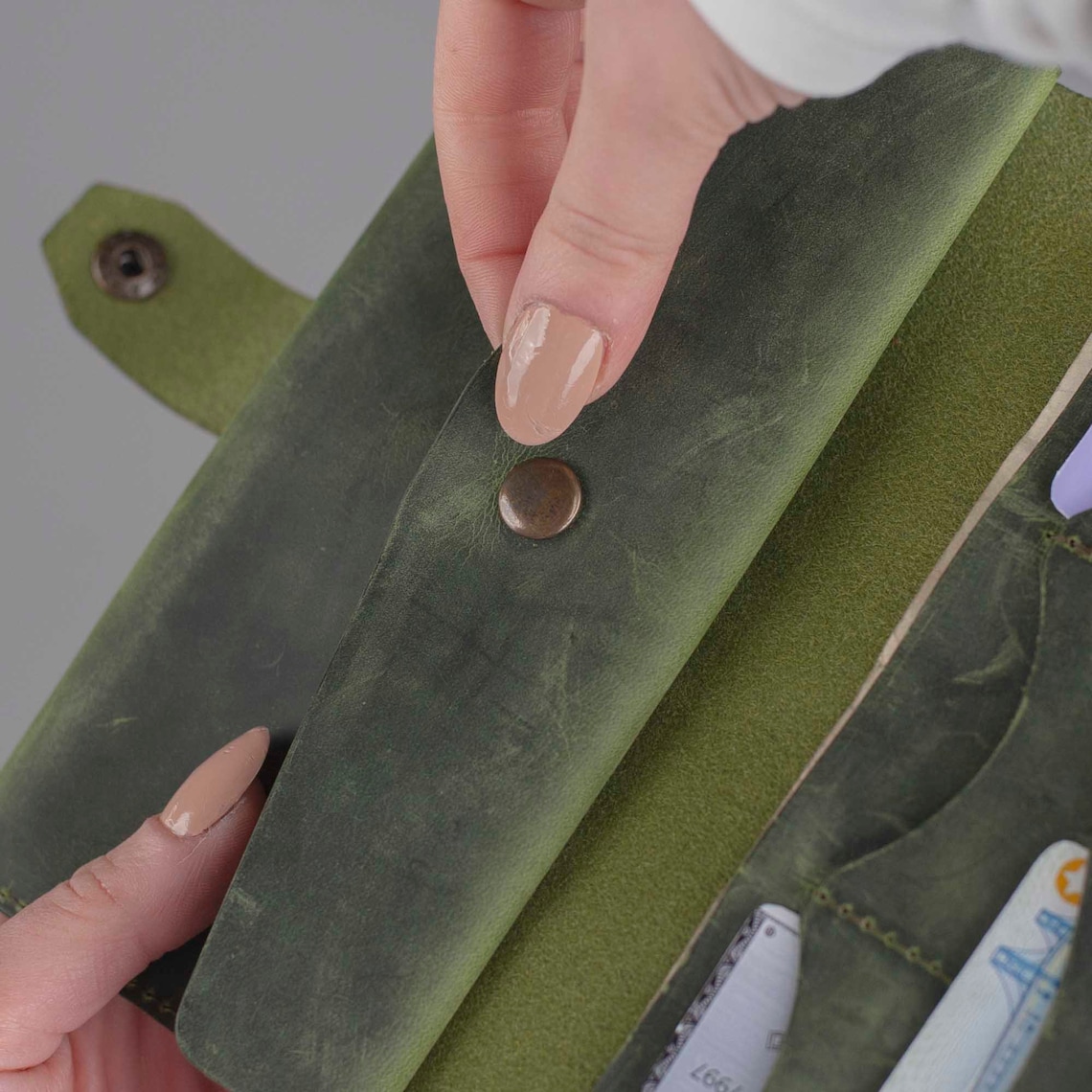 Green Embossed Leather Wallet main image 1