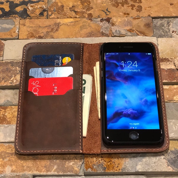 Galaxy S9 Phone Case, Galaxy Leather Wallet Case, Personalized Bifold Leather Samsung Galaxy S9 Wallet Case, Distressed Leather