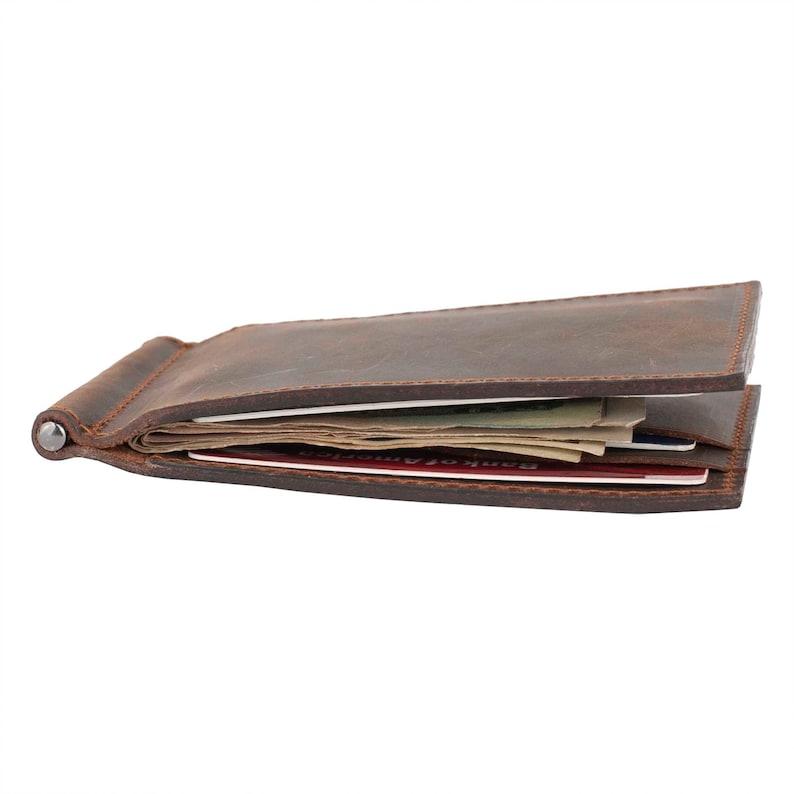 Slim mens wallet, leather wallet, cool groomsmen gift, mens leather wallet, leather wallet mens, wallet men, Wallet with Money Clips image 7