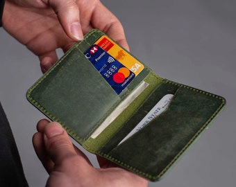Cartera de hombre, Cartera de cuero, Cartera minimalista personalizada, Cartera plegable, Cartera elegante, Cartera para hombre, Cartera de viaje