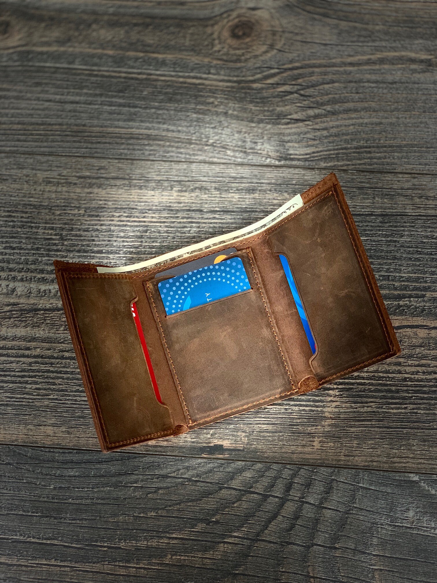 Mens Custom Leather Trifold Wallets Made Literacy Basics