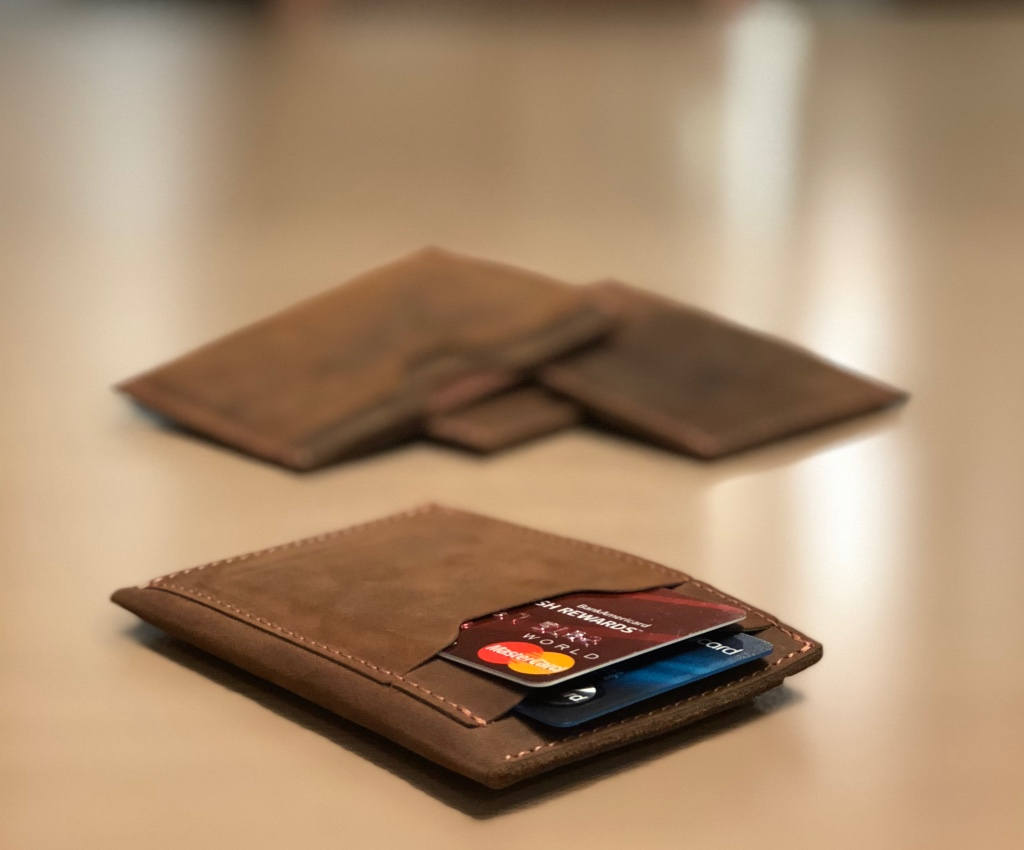 MINIMALIST LEATHER WALLET, Personalized Slim Front Pocket Wallet, Men's