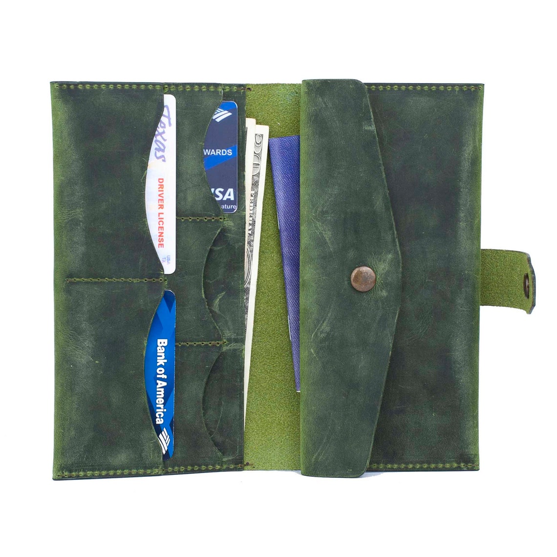 Green Embossed Leather Wallet