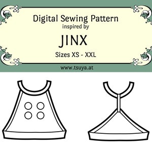 Arcane Jinx Top Cosplay Shirt (League of Legends) inspired Sewing Pattern | Sizes XS - XXL | PDF