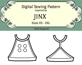 Arcane Jinx Top Cosplay Shirt (League of Legends) inspired Sewing Pattern | Sizes XS - XXL | PDF