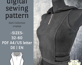 PDF | Sizes 32-60 Cyberpunk Techwear Croptop sewing pattern