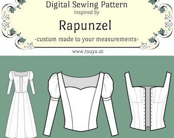 Rapunzel inspired Sewing Pattern | custom measurements | PDF