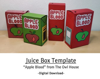 Apple Blood Juice Box (The Owl House) Digital Template | 200 ml, 6 oz, 6.75 oz