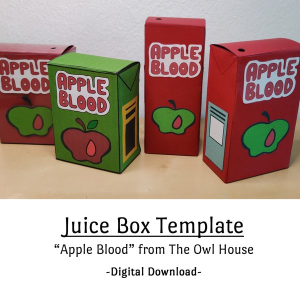 Apple Blood Juice Box (The Owl House) Digital Template | 200 ml, 6 oz, 6.75 oz