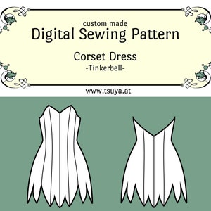 PDF| Corset Dress inspired by Tinkerbell | custom made sewing pattern