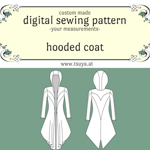 PDF | goth hooded coat sewing pattern | custom made to your measurements