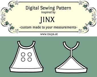 Arcane Jinx Top Shirt (League of Legends) inspired Schnittmuster | eigene Maße Maßanfertigung | PDF