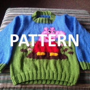 Peppa Pig jumper sweater pullover knitting pattern PDF